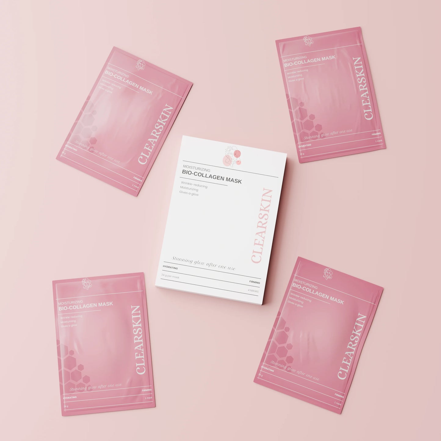 Tiefenwirksame Feuchtigkeitsmaske mit Bio-Kollagen – 12 Masken